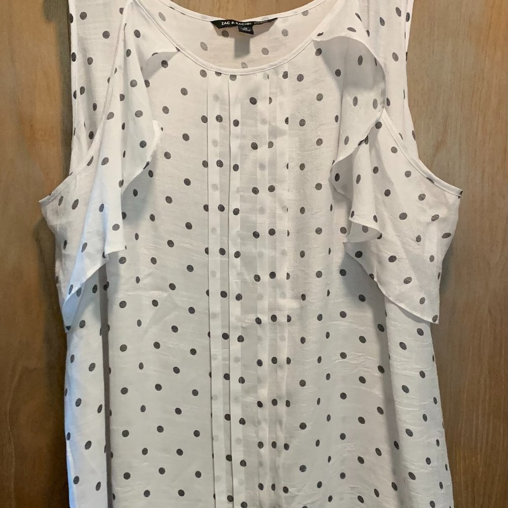Zac & Rachel Summer Top White with Black Polka Dots (Size 3X)